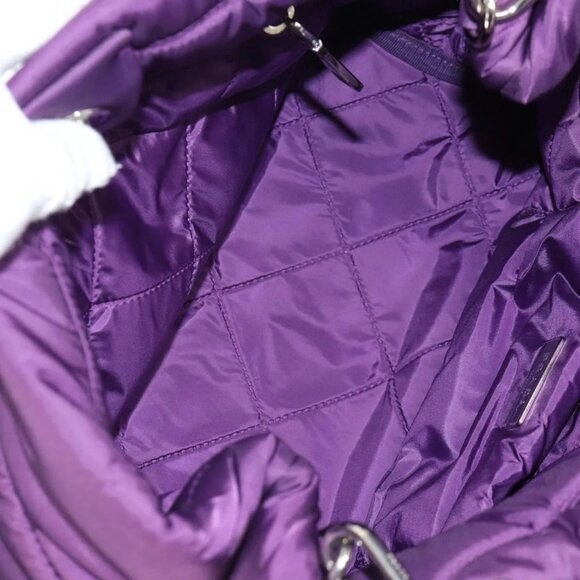 PRADA Hand Bag Nylon 2way Purple Gold Auth 138073M - Picture 10 of 16